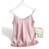 Strap Top Women Halter V Neck Basic White Cami Sleeveless Satin Silk Tank Tops Women'S Summer 2021 Camisole Plus