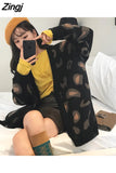Women's Knitted Cardigan Leopard Print Sweater Oversized New Casual Jumper 2023 Autumn Winter Thick Sweater