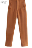 Women's Pants Beige Pencil High Waist Pants For Women Office Casual Elegant Woman Trousers Fashion Streetwear Summer