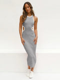 Summer Sexy Ladies Dress Sleeveless Backless Hollow Pullover Close-fitting Sexy Package Hip Skirt Threaded Women's