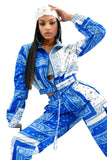 Bandana Print Two 2 Piece Set Women Fitness Sweatsuit Zipper Up Sweatshirt + Jogger Pants Set Tracksuit Vintage
