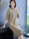 Autumn Winter New Loose Thickened Knitted Woolen Dress Long Sleeve Woman Dress Fashion Style Sweater Streetwear