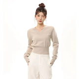 Sweaters V-neck Knitted Top for Women Pullover 2023 Korean New Knitwear Jumper Y2k