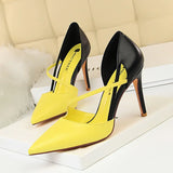 Zingj Korean Version Of Fashion Sweet High Heels Women's High With Shallow Mouth Pointed Head Color Hollow One Word Belt Show Thin Single