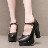 6Cm Silver Heeled Show Shoes Thick-Singing Leather Shoes Thick-Soled Model Single-Shoe Large-Size Working