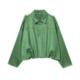 Women's 2025 New Bat Sleeve Loose-Fitting Velvet Bomber Jacket