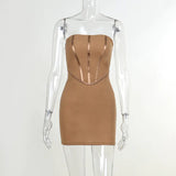 Sexy Strapless Backless Mini Dress For Women Robe Summer New Fashion Sleeveless Bodycon Club Party Dress