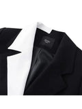 Women Blazers Office Ladies Coat Korean Chic Patchwork Long Sleeve Single Breasted Vintage Fashion Female Outerwear Casual