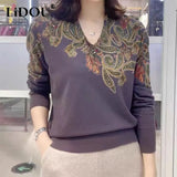 Winter Women's Oversized Fashion Print Bronzing Loose Casual Pullover T-shirt Ladies Soft Comfortable Tee Female