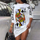 Ladies Loungewear Round Neck Poker Letter Print Long Sleeve Women Clothing Street Style Winter Casual