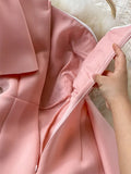 Off Shoulder Party Dress Women Summer Diagonal High Waist Irregular Ruffle Bodycon Vestidos Female Casual Red/Pink Robe