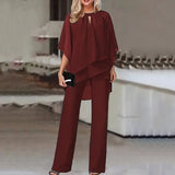 Women Straight Long Pants Outfits Casual Off Shoulder Ruffled Irregular Party Suit Spring Office Commuting Two Piece Set