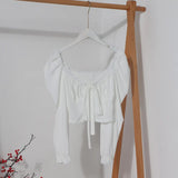Bow Collar Long Sleeve Shirt Short Umbilly Pure Lust Wind Shoulder Coat