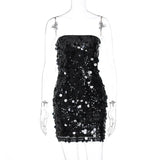 Strapless Sequin Mini Dress- Outfit