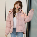Autumn Winter Puffer Jackets Women Fashion Thicken Parkas Solid Pink Warm Coats Black Elegant Bubble Coat Korean