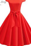 Summer Women Dress Short Sleeve Vintage V Neck Casual Elegant Retro Pin Up Rockabilly Party Midi Dresses