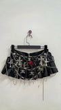 Black Micro Pleated Cross Chain Skirt-Outfit