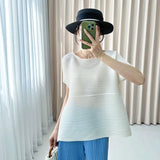 Folded Round Collar Folding Top In The Long Loose Thin Irregular Spring Blouse Summer Design