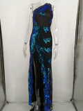Backless Sequin maxi dress women summer club Party Dress elegant one shoulder bodycon woman Long dresses clothes