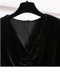 Winter French Vintage Hepburn Velvet Dresses Ladies Elegant Hollow Out Lace Patchwork Sexy Evening Party Dresses