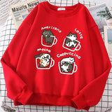 Coffee Cute Kitten Print Oversized SweatshirtOutfit