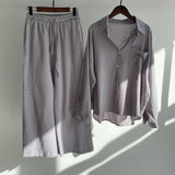 Piece Women's 2022 Cotton Linen Set Retro Oversized Shirt High Waist Wide Leg Pants Set Women Women's Sweatshirt Set