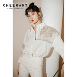 Patchwork Long Sleeve Blouse Women 2020 Autumn Button Up Collar White Shirt Tops And Bloues Aesthetic