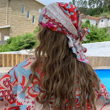 Totem Floral Print Women Sexy Thin Wrap Scarf Summer Backless Bow Tie