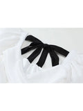 Women's Dress Female Square Collar Puff Sleeve White Dress Summer Korean Elegant Tunic High Waist A-line Mid Long