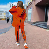 Women Elegant Zipper Sweatshirt Pullover & Elastic Waist Pants Tracksuit Casual Solid Sports Suit Autumn Winter Fleece 2pcs
