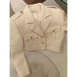 Cropped Jackets Women Elegant Basic Blazer Coats Office Lady Korean Autumn Long Sleeve Slim Simple All Match Outwear