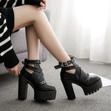 thick heel high heel thick sole cool bootsOutfit