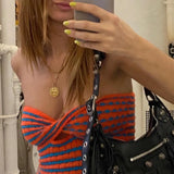 2021 Strapless Knitted Crop Top Women Hollow Out Summer Autumn Sleeveless Backless Sexy Y2k Tank Tops Vintage
