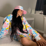 Goth Punk Female Jacket Hoodie Hip Hop Oversize Y2K Women Hoodies Autumn Streetwear Star Print White