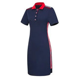 Woman T Shirt Polo Dress Oversize Short Sleeve Button Front Summer Patchwork Casual Polo Tshirt Vestidos Red Big Size
