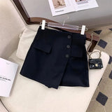 Women Shorts Skirts Korean Irregular A Line Wide Leg Shorts Office Lady Elegant High Waist Solid Casual Suit Short