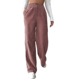 Winter High Waist Loose Casual Corduroy Straight Pants Lady Fashion Comfortable All-match Solid Trousers Women's