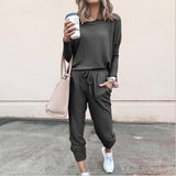 Spring And Autumn Women's New Women's Loose-Fitting Solid-Colored Drawstring Long-Sleeved Casual