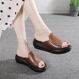 Woman Platform Flip Flops 2021 New Summer Women Genuine Leather Slipper High Heel Shoes Women