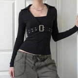 Sexy Women's Cross-Cuff Design Feels Bare Back Strap Solid Color High-Neck Long