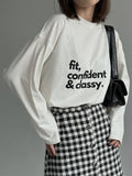 Hot Sale Retro Print T-Shirt Women Cotton Long-Sleeved Letter Pattern Loose