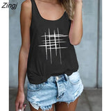 Line Print Funny Women Tank Tops 2022 Sleeveless Summer Loose Tee Shirt Femlae Casual New 90's Girls Tops