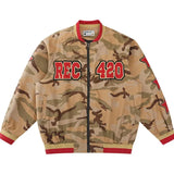 Women Letters Embroidery Camouflage Jacket American Vintage High Street Loose Stand Collar Tooling Jackets Baseball Uniform