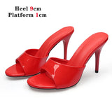 Women's Sandals slippers 2022 Summer New Style Fashion Thick-soled Solid Color Red Outdoor Slippers High Heels 9cm Pumps