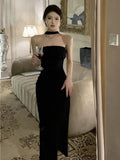 Women Sexy Backless Bow Wedding Runway Party Dresses Summer French Sleeveless Bodycon Hollow Out Vestidos Female