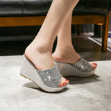 and autumn new women's shoes sequins fish mouth Joker sponge cake thick bottom landslide prevention with women's