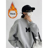 Streetwear Letter Print Sweatshirt Women Y2K Plus Fleece Thick Oversized Pullovers Bf Harajuku Korean Loose Casual