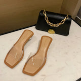 Zingj And Summer 2023 New Fashion Simple Square Head One-Word Slippers Web Celebrity Blogger With The Same Crystal Ball With The Outside Wear Cool Drag-Outfit