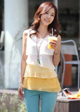 Fashion New Multi-layer Shirts Women Tops Summer Blouse Vest Sleeveless Cheap Chiffon
