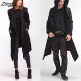 Autumn Winter Warm Unisex Soft Long Sleeve Solid Color Hooded Wool Blends Coat Cloak Cosplay Lovers